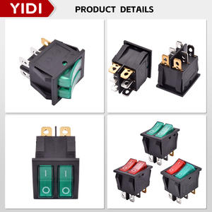 Кнопочный переключатель KCD6 ON-OFF в пластиковом корпусе, двойной, в форме лодки, с контактами для пайки, 16А 250В переменного тока, с красной и зеленой подсветкой LED - Product Image 2
