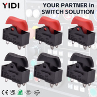 Interrupteur à bascule en plastique de type bateau KCD1 10A 250VAC rouge et noir, 3 positions, 3 broches à souder, à verrouillage, 50 000 cycles, pour la maison