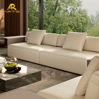 Canapé d'angle style minimaliste italien pour villa, appartement, école, cuir artificiel