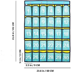Organisateur mural suspendu pour salle de classe, 30 poches, rangement mural pour téléphones portables, calculatrices, usage au bureau - Product Image 3