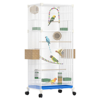 Cage de Luxe Grande pour Animaux Domestiques en Métal avec Base Mobile à Roulettes et Support pour Perroquet, Dotée d'un Plateau en Plastique