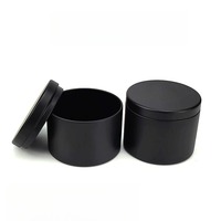 Vente en gros de boîtes en étain imprimées imitation bois noir et blanc de 4 oz et 8 oz, boîtes en étain cylindriques vides, pour bougies parfumées de voyage à la cire de soja