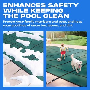 ผ้าคลุมสระว่ายน้ำสำหรับฤดูหนาว ทนทาน กันน้ำ กันรังสียูวี ผลิตจากโพลีเอสเตอร์ 100% สีน้ำเงิน  หนัก ทนทานสูง - Product Image 5