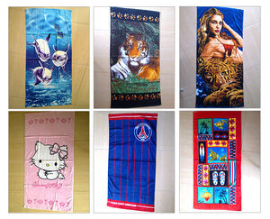 Serviettes <span class=keywords><strong>de</strong></span> plage personnalisées à motif imprimé actif en pur coton, vente chaude en usine - Product Image 2