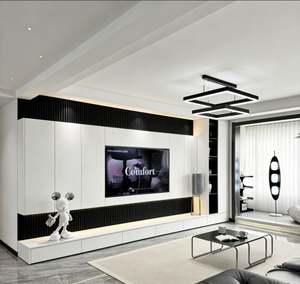 Mueble para TV BALOM Personalizado de 190 cm, Mueble para TV de Madera de Teca para Sala de Estar con 4 Puertas y 2 Cajones - Product Image 4