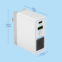 Chargeur portable à charge rapide 45W, adaptateur double port USB Type C à 90 degrés, PD QC3.0, écran LCD, chargeur de téléphone électrique portable