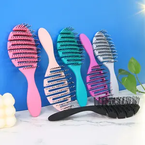 Flexible gebogene belüftete Haar bürste Detang ler Brush Kunststoff Wet Brush