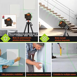 Niveau <span class=keywords><strong>laser</strong></span> vert 4D haute précision à 16 lignes, auto-nivelant de qualité industrielle pour une utilisation en intérieur et en extérieur - Product Image 5
