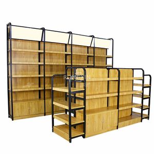 Kunden spezifische hölzerne einseitige Supermarkt Regal Convenience Store Metall Display Racks Holz Gondel Regale für Kosmetik Shop - Product Image 1