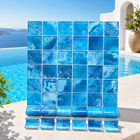 Fabricant de mosaïque en verre pour piscine sur mesure, mosaïque décorative bleue pour hôtel, villa, parc aquatique, projets commerciaux