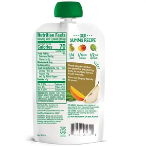 Bolsas de embalaje de alimentos orgánicos para bebés, fabricante personalizado, caño de embalaje