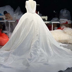 Hz012 Modern Elegant Pearl White Wide Strap Appliques Micro Pleated Liquid Organza <b>Basque</b> Ball Gown Floor-Length Mermaid/Trumpet - Product Image 5