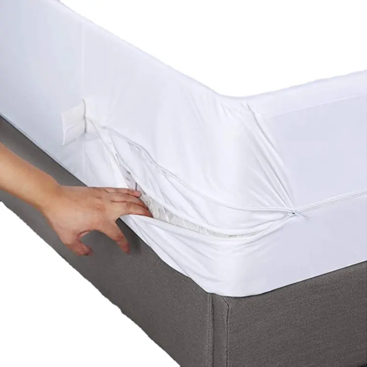 Waterdichte Premium Huid-Veilige Matrasbeschermer Met Rits Bed Bug Proof Matras Omhullen