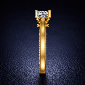 Bague en diamant cultivé en laboratoire sur mesure, or 14 carats, taille émeraude, fantaisie, luxe, pour femme, RIZTA JEWELS, diamant rempli, couleur D/E - Product Image 3