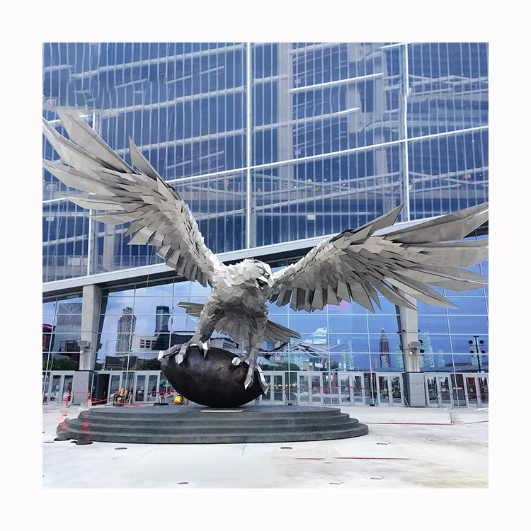 Outdoor Tuin Decoratieve Grote Abstracte Metalen Kunst Beeldjes Rvs Eagle Standbeeld Sculptuur