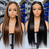 Perruque frontale complète vietnamienne ultra-lisse avec closure transparente, baby hair, sans colle, cheveux Remy, longue, avec mèches