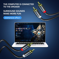 Kabel Audio Profesional 2 RCA Male ke 2 RCA Male dengan Housing Aluminium, Suara Jernih, Transmisi Sinkron, Kabel Stereo RCA untuk Speaker