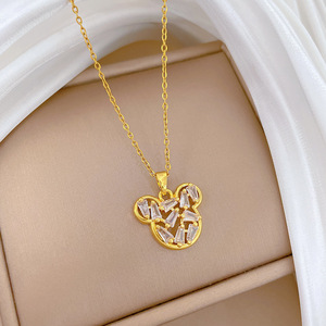 Fanhua Jewelry Tiktok Hot Selling Tarnish Free Stainless Steel Waterproof Gold Plated Mouse <strong>Necklace</strong> - Product Image 4