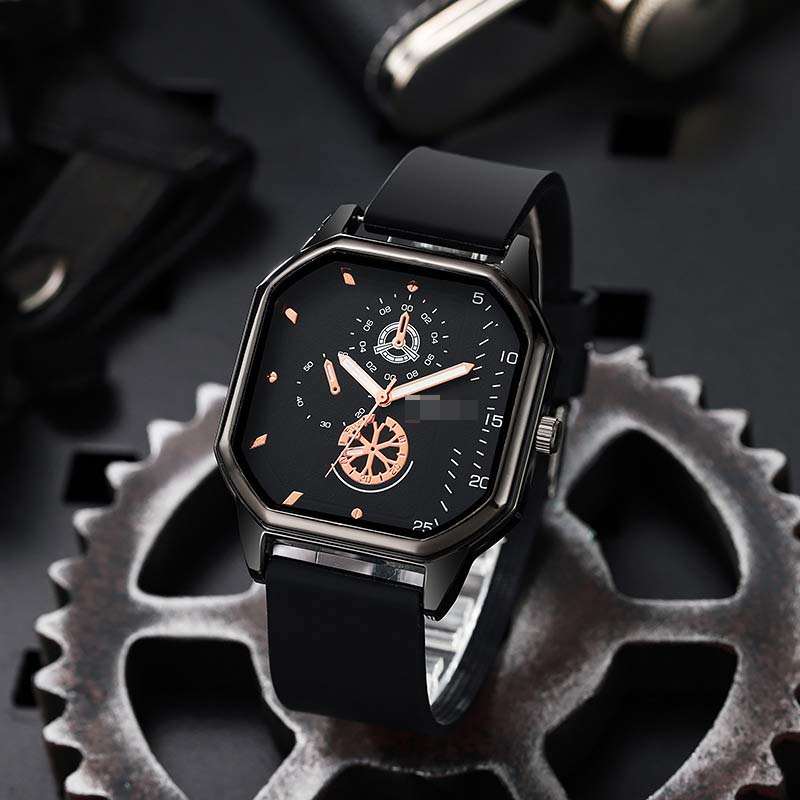 Fashion Double Layer square Shell Belt Large Dial Watch Casual Men's ...