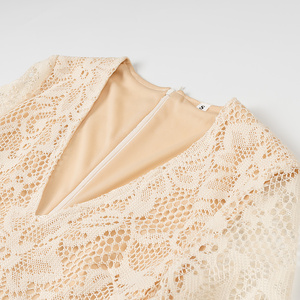 Abbigliamento da donna MYST & ZA 2025 nuovo stile elegante Sexy scollo a V a <span class=keywords><strong>maniche</strong></span> <span class=keywords><strong>lunghe</strong></span> abito Slim in pizzo <span class=keywords><strong>giallo</strong></span> - Product Image 3