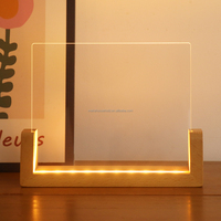 Lampe de table en bois en forme de U, LED, DIY, lumière de nuit en acrylique vierge, lampe de table rechargeable par USB pour chambre à coucher