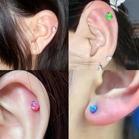 Piercings Getta de Tungsteno sin Rosca con Formas Geométricas, Opal, para Labio y Hueso, Accesorios de Joyería 3-5mm