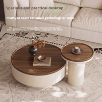 Table basse ronde de style mid-century avec rangement, table à thé gigogne pour petit salon, mobilier de maison
