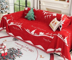 2025 Alibaba compras en línea lujo hogar Navidad deco sofá cubierta vacaciones, nuevo diseño europeo elegante tejido Santa sofá cubierta - Product Image 6