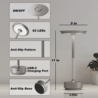 Restaurant Décoratif 4W Led Batterie Tactile Lampes Sans Fil 3 Changement De Couleur Décor À La Maison Lit Côté Lampe De Table Avec Chargement USB