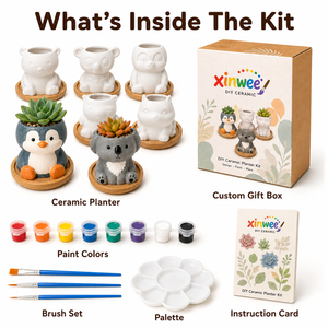 Kit de Bricolage <span class=keywords><strong>pour</strong></span> Enfants : Pot à Succulentes en Céramique à Peindre Soi-même en Forme d'Animal, <span class=keywords><strong>Poterie</strong></span> Non Émaillée, Mini Pot de Fleurs, Décoration de Bureau - Product Image 3