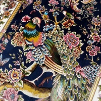 Karpet Dinding Motif Bunga Merak Biru Dongker Grosir Pabrik 60*90cm Bahan Modal Tenun Mesin untuk Ruang Tamu