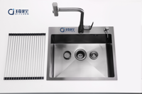 Évier de cuisine moderne de luxe 6050 à cuve unique en acier inoxydable SUS304 noir brossé, montage en surface, fait à la main