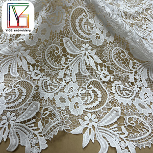 Chất Lượng Cao Lưới Guipure Dây Thêu Ren Vải Châu Phi Bridal Trắng Nước Hòa Tan Lưới Ren Vải Cho Váy Cưới - Product Image 4