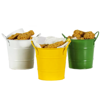 Mini seau de stockage de poudre avec poignées en fer galvanisé, petits seaux métalliques en métal pour les collations de fête