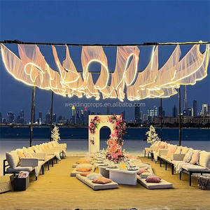 ستارة سقف فاخرة لحفلات الزفاف من قطعة مركزية بيضاء ليد لحفلات الزفاف ستارة سقف شيفون للتعليق على المسرح - Product Image 3