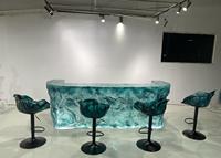 Table de bar en acrylique transparente et lumineuse de style hôtelier Crystal Island, design contemporain, pour la maison, la cuisine et le salon, hôtel