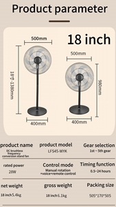 Ventilateur vertical de 13 à 17,9 pouces avec télécommande sans fil, oscillation, hauteur réglable et minuterie, moteur sans balais pour la maison - Product Image 2