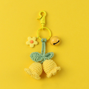 <span class=keywords><strong>Porte</strong></span>-clés fleur de Convallaria colorée au crochet, accessoire suspendu pour rétroviseur de voiture, pendentif macramé tulipe tissé à la main - Product Image 2