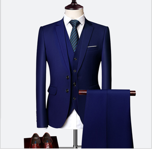 Completo da <span class=keywords><strong>Uomo</strong></span> di Lusso a 3 Pezzi per Matrimonio, Elegante Abito Slim Monocolore per Ufficio, Set Completo con <span class=keywords><strong>Blazer</strong></span>, Pantaloni e Gilet, Taglie Grandi - Product Image 2
