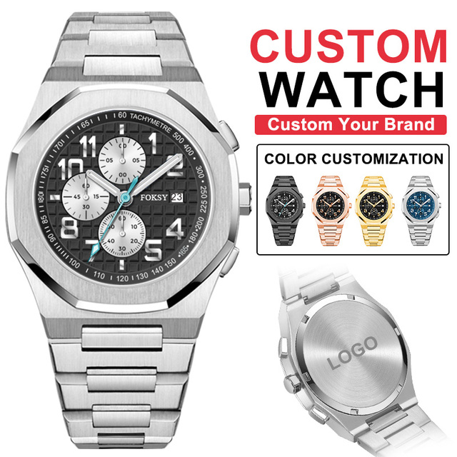Custom Logo Watch Japanese Miyota Movement Luxury Stainless Steel Sport Watch Men Wrist Customized
