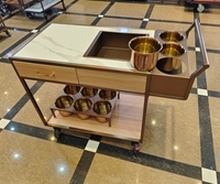 Chariot à vin mobile de luxe en or rose 2025, design moderne, chariot de bar à boissons avec bac à glace et tiroir pour la maison, la cuisine et la salle à manger