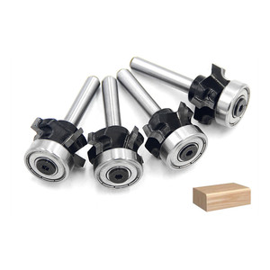 YUFU1/4" Shank Four Flute Edge <b>Trimming</b> Cutter Edge Banding R1 R1.5 R2 R3 Bearing Guided Chamfer High Speed Steel OEM Router Bit - Product Image 1