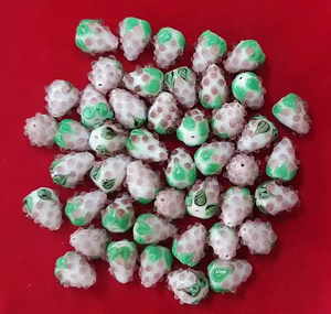 ลูกปัดแก้วคริสตัล Murano รูปทรงกลม/วงรี สีเหลืองประดับสีน้ำเงิน ลูกปัดแบบหลวมสำหรับทำเครื่องประดับ ยี่ห้อ FE บรรจุกล่อง - Product Image 3