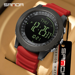 SANDA 6369 นาฬิกาอิเล็กทรอนิกส์เข็มทิศบารอมิเตอร์วัดความสูง, นาฬิกาดิจิตอลกันน้ำแบบดิจิตอลน้ำหนักเบาอัจฉริยะ - Product Image 1
