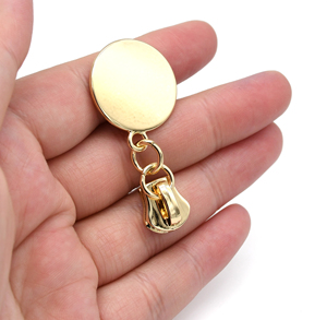 Cloxy DIY bolsa de Ropa Accesorios de costura #5 tirador de cremallera de Metal dorado claro con etiqueta redonda bolsa de ropa deslizador de cremallera #5 - Product Image 3