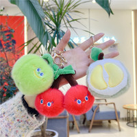 Porte-clés en peluche en vrac, fruits (cerise, durian, fraise), mini, doux et moelleux, jouet alimentaire en peluche, breloque de sac, pendentif, poupée