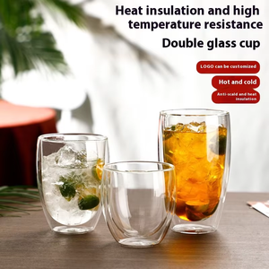 Tazas <span class=keywords><strong>de</strong></span> Café <span class=keywords><strong>de</strong></span> Vidrio <span class=keywords><strong>de</strong></span> Borosilicato <span class=keywords><strong>de</strong></span> Doble Pared Personalizadas al por Mayor, Aislantes del Calor para Agua, Jugo, Té Verde, Vaso para Beber - Product Image 4