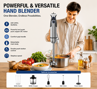 Mixeur Plongeant Blanc en Acier Inoxydable Premium 500/1000W avec Moteur en Cuivre Pur, Double Bouton et Vitesse Variable pour Cuisine