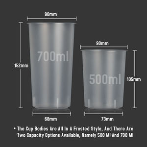 Gobelets en plastique dur jetables personnalisés de 18oz 500ml 700ml Gobelets en plastique PP givrés avec couvercles pour cocktail, boba bubble tea, café - Product Image 4
