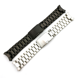 3 cuentas 18 20 22mm extremo curvo metal sólido Acero inoxidable <span class=keywords><strong>reloj</strong></span> banda <span class=keywords><strong>reloj</strong></span> pulsera con hebilla de despliegue - Product Image 2